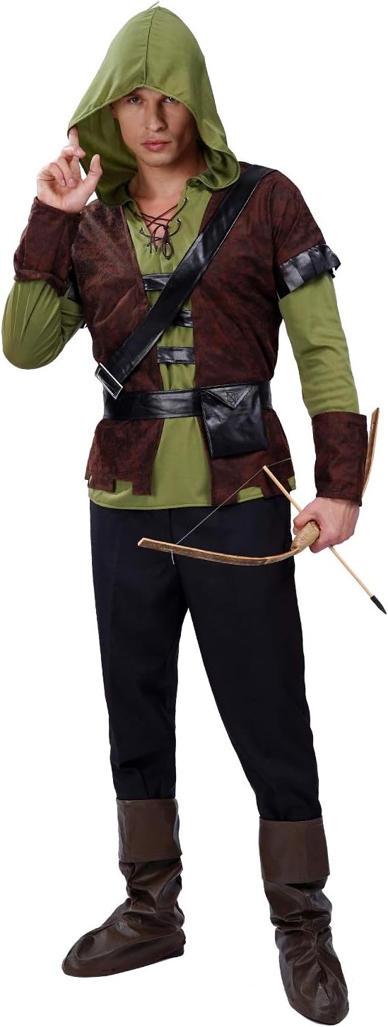 Adult Mens Deluxe Robin Hood Costume Green Amgoose